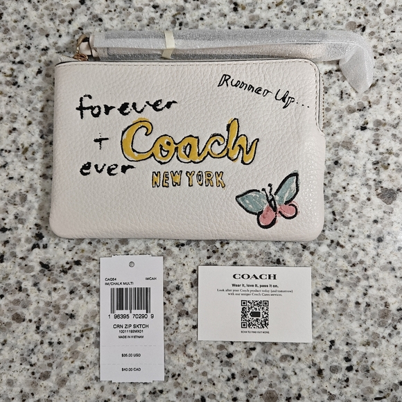 Coach Corner Zip Wristlet With Sketch Print - Picture 3 of 5